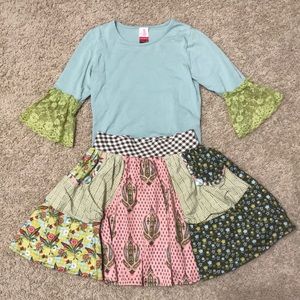 Matilda Jane Serendipity Blueberry Boat T and Calico Gabbi Skirt NWT size 8